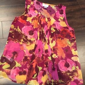 loft medium petite bright floral print EUC top